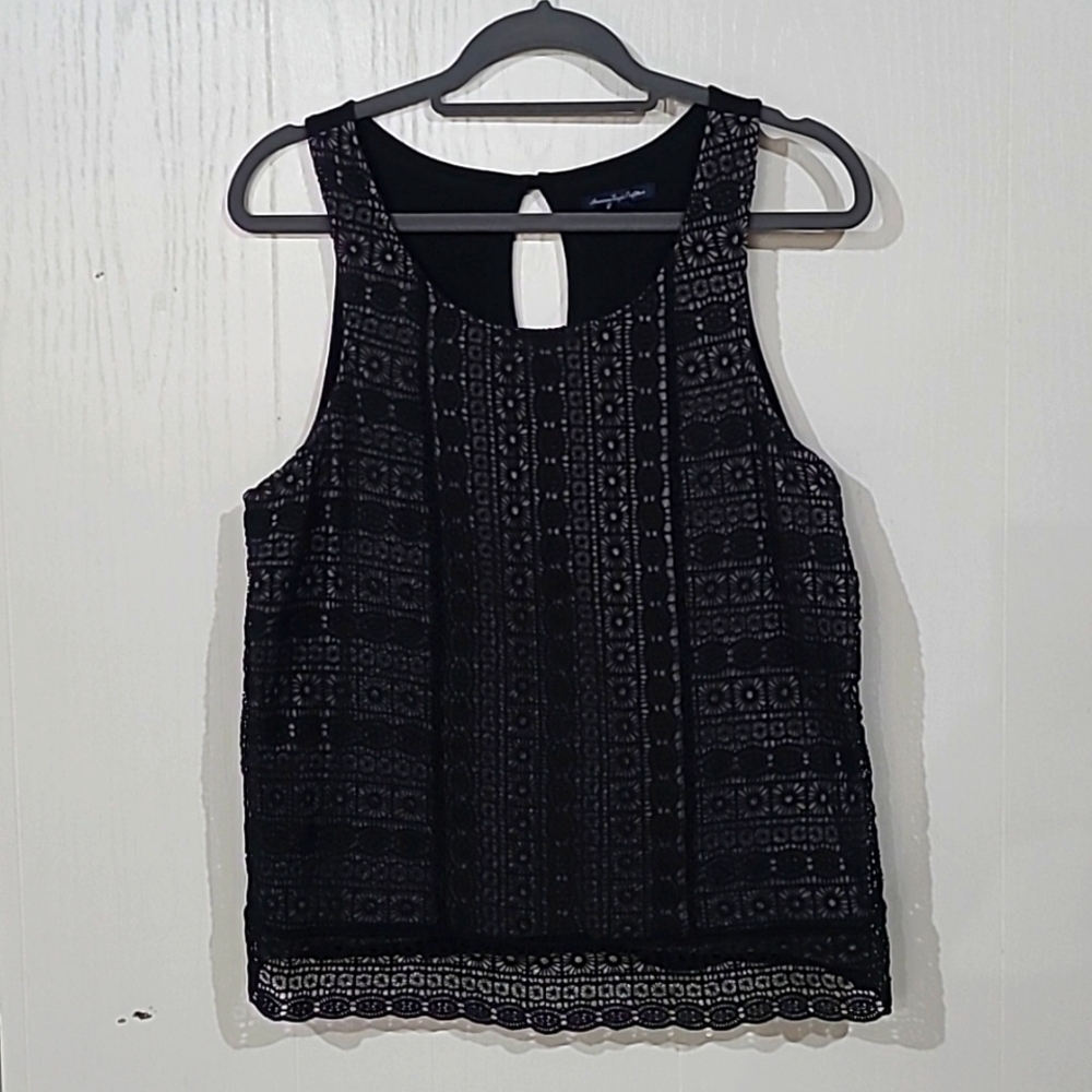 American Eagle Black Lace Sleeveless Tank Top Size Medium